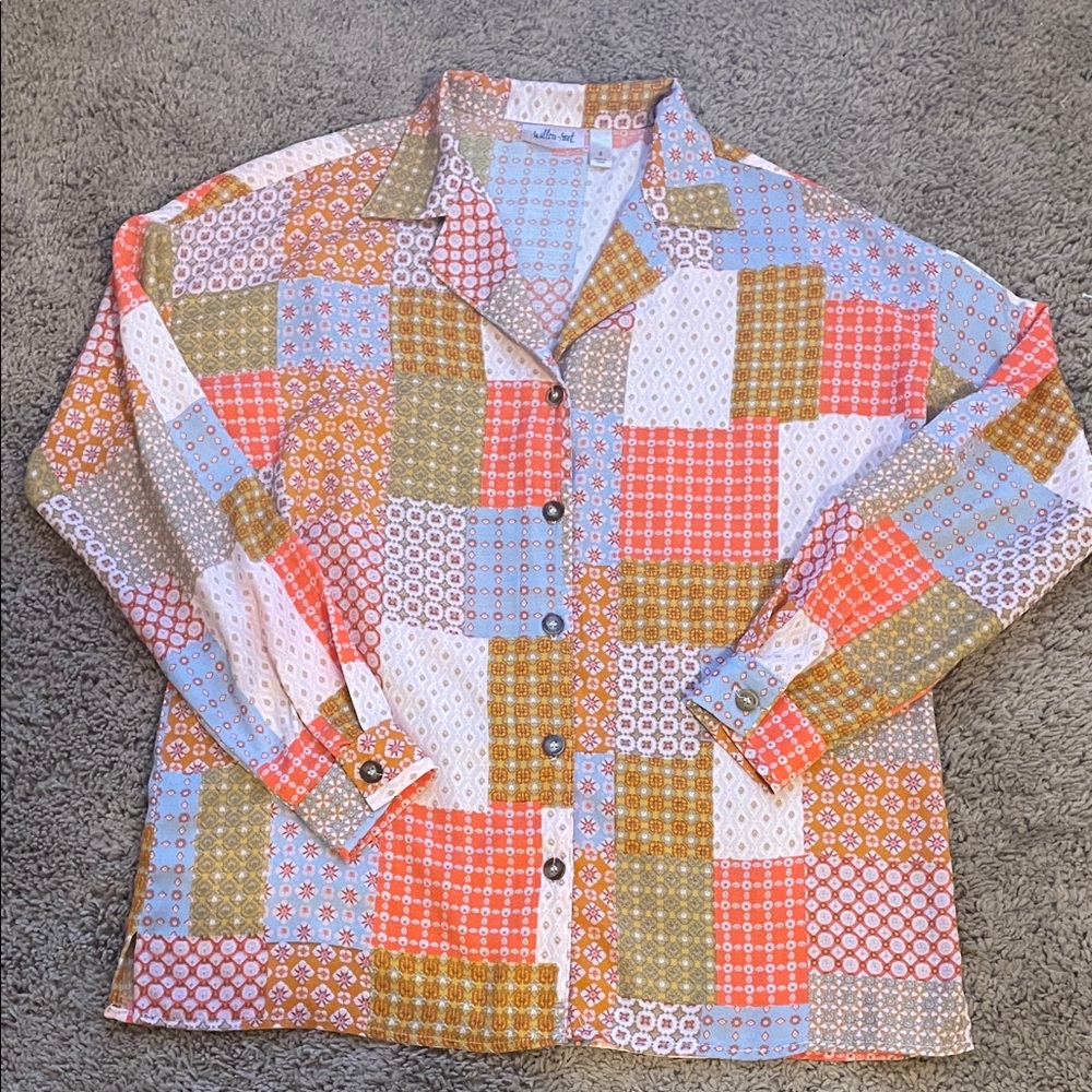 Patchwork Print Button-Down Shirt - Multicolor